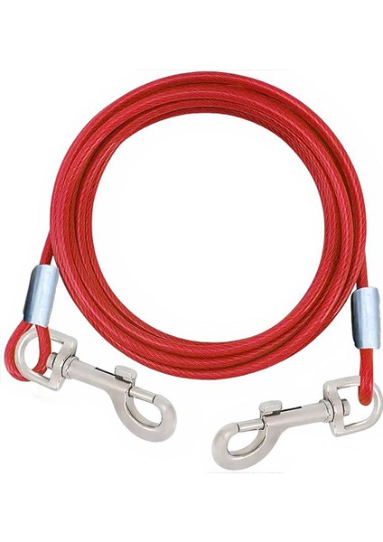 mm 25 Metre + 2 Vidalı Karabina Köpek Bahçe Bağlama Gezdirme Halatı Kırmızı Renk (90 Kg)