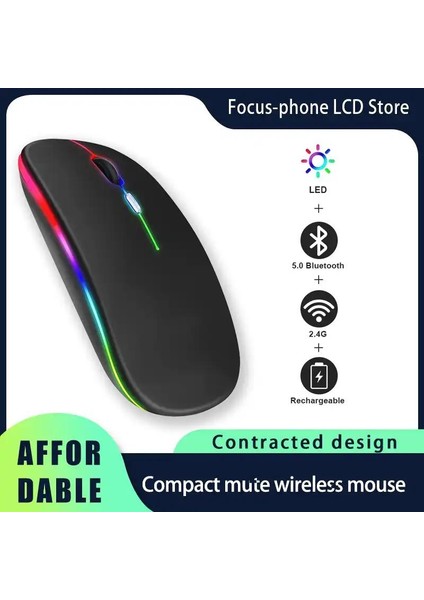 Alfa MEC Tüm Cihazlara Uyumlu Mouse Bluetooth Wireless Şarjlı Fare 2.4g Macbook iPad Bilgisayar Telefon