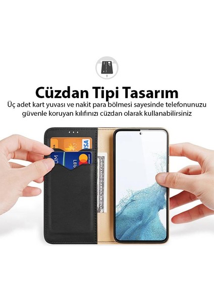 Polham Samsung Galaxy S23 Plus Uyumlu Cüzdan Tipi Deri Kılıf, Kart Bölmeli Mıknatıslı Kapaklı Kılıf