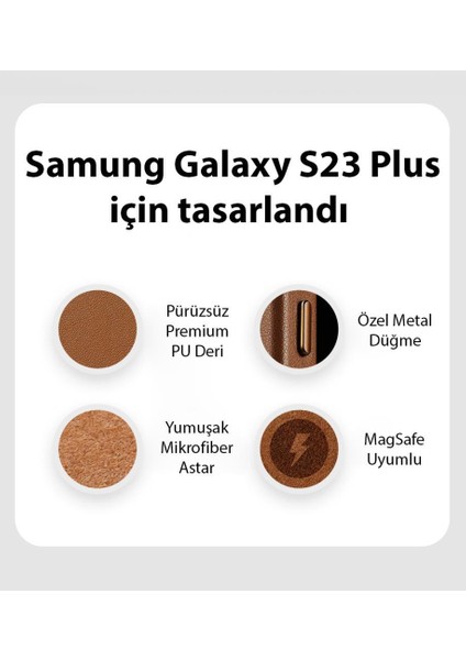 Polham Kamera Korumalı Darbe Emici Samsung Galaxy S23 Plus Uyumlu Deri Kılıf, Premium Kumaş Dokumalı