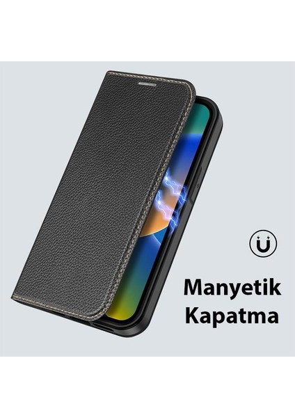 Polham Manyetik Samsung Galaxy S23 Uyumlu Kapaklı Kılıf, Kart Bölmeli, Standlı Kılıf, Pu Deri