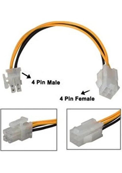 4 Pin Power Uzatma Kablosu 4 Pin Dişi Erkek Kablo 4 Pin Cpu Uzatma Kablosu 20 cm