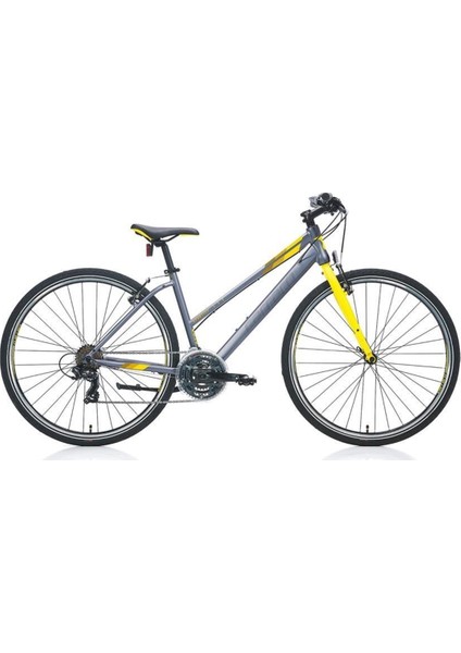 Sportive 322 Kadın Şehir Bisikleti 28 Jant Full Shimano 21 Vites Mat Antrasit Sarı 44CM
