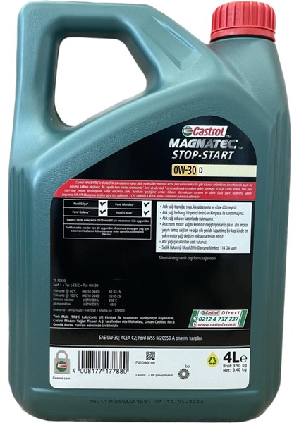 Magnatec Ford Wss-M2C950-A D Stop Start 0W-30 4 Litre Motor Yağı ( Üretim Yılı: 2023 )