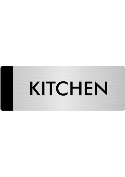 Metal Yönlendirme Levhası Departman Kapı İsimliği Kitchen 5 x 20 cm Gümüş