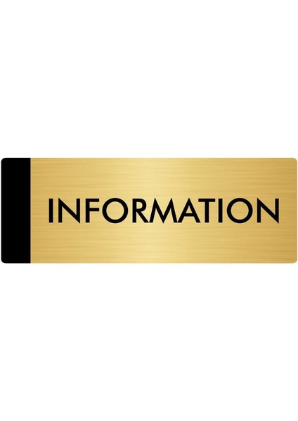 Metal Yönlendirme Levhası Departman Kapı İsimliği Information 5 x 20 cm Altın