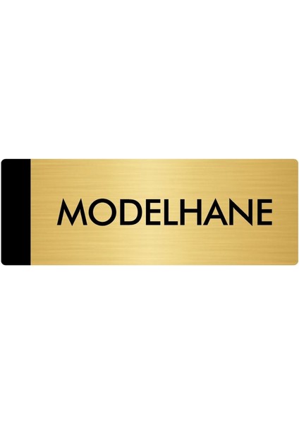 Metal Yönlendirme Levhası Departman Kapı İsimliği Modelhane 7 x 20 cm Altın