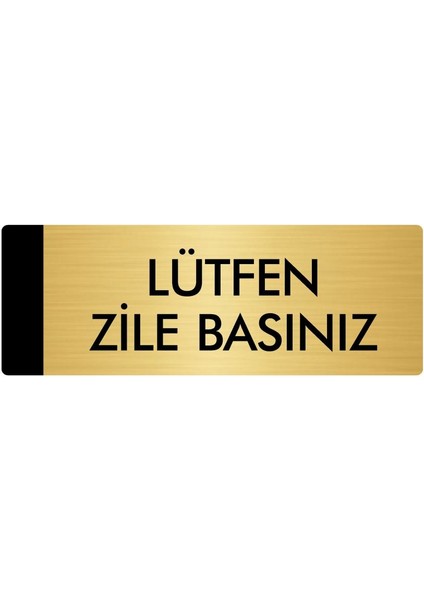 Metal Yönlendirme Levhası Departman Kapı İsimliği Lütfen Zile Basınız 7 x 20 cm Altın
