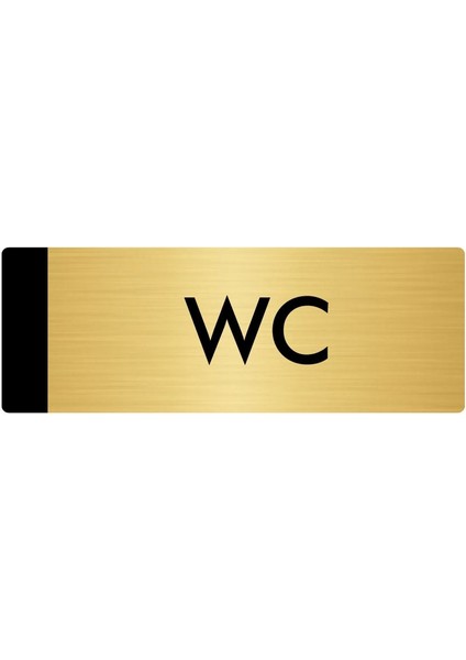 Metal Yönlendirme Levhası Departman Kapı İsimliği Wc 5 x 20 cm Altın