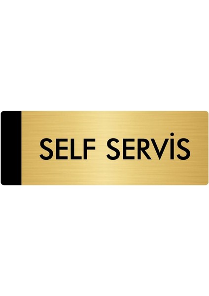 Metal Yönlendirme Levhası Departman Kapı İsimliği Self Servis 10 x 20 cm Altın