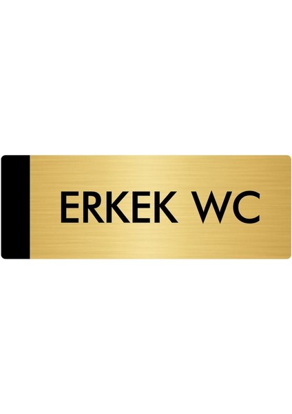 Metal Yönlendirme Levhası Departman Kapı İsimliği Erkek Wc 10 x 20 cm Altın