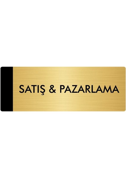 Metal Yönlendirme Levhası, Departman Kapı Isimliği Satış & Pazarlama 10X20 cm Altın Renk