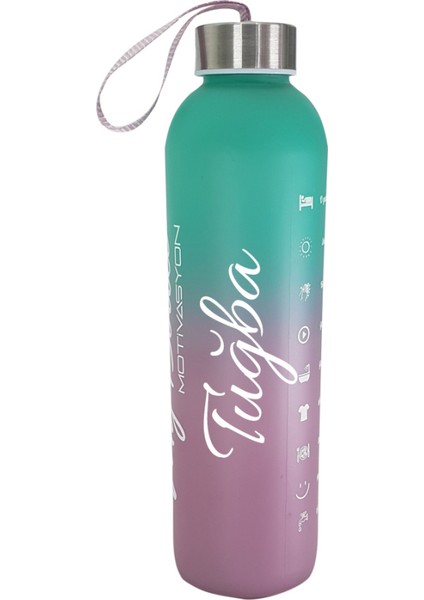 Kişiye Özel Renkli 750 ml Motivasyon Cam Su Matarası HK2709