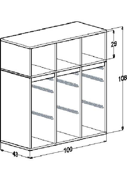 Kitaplıklı Oyuncak Dolabı Meşe Yağmur (Mdf)