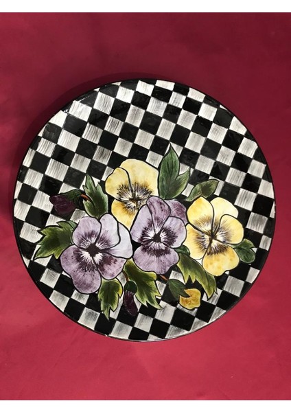 Dekoratif Mackenzie Formda El Yapımı Hediyelik Çini Tabak 30 cm