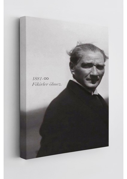 Atatürk Portre Tablosu Mustafa Kemal Atatürk Dikdörtgen Dekoratif Kanvas Tablo