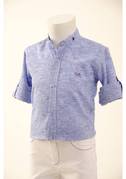 Hakim Yaka Erkek Çocuk Keten Spor Gömlek