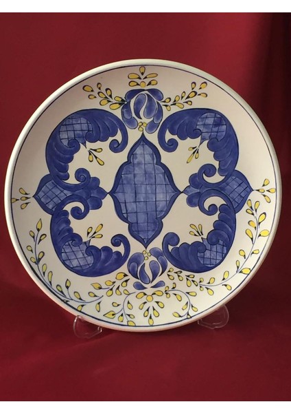 Dekoratif Mavi Beyaz El Yapımı Çini Sunumluk Tabak 30 cm fiyatları