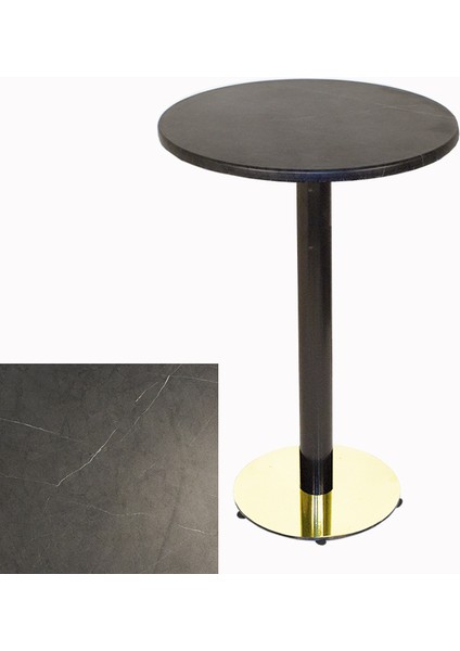 Bistro Masa (Karanfil Gold Werzalit Yuvarlak Q 70CM) - Grey Marble