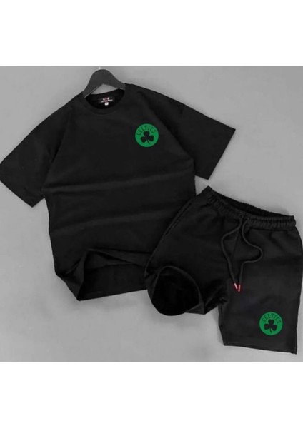 Büyük Beden Özel Tasarım Dijital Baskılı Pamuk Oversize Erkek T-Shırt Şort Takımı