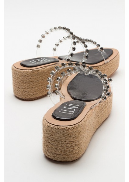 Marje Siyah Taşlı Kadın Dolgu Taban Terlik modelleri