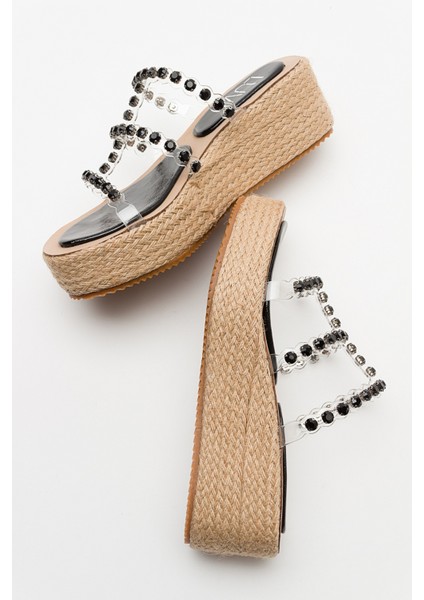 Marje Siyah Taşlı Kadın Dolgu Taban Terlik fırsatları