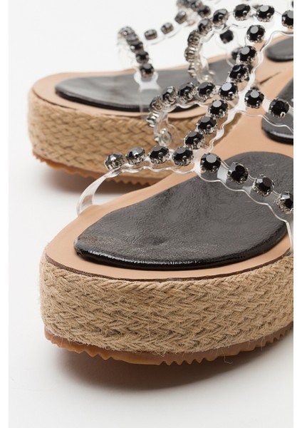 Marje Siyah Taşlı Kadın Dolgu Taban Terlik indirimleri