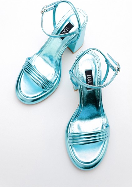 Posse Bebe Mavi Metalik Kadın Topuklu Ayakkabı modelleri