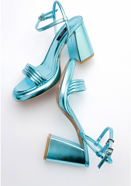 Posse Bebe Mavi Metalik Kadın Topuklu Ayakkabı indirimleri