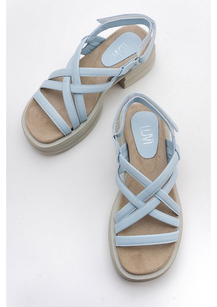 Senza Bebe Mavi Cilt Hakiki Deri Kadın Sandalet fiyatları
