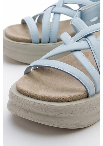 Senza Bebe Mavi Cilt Hakiki Deri Kadın Sandalet indirimleri