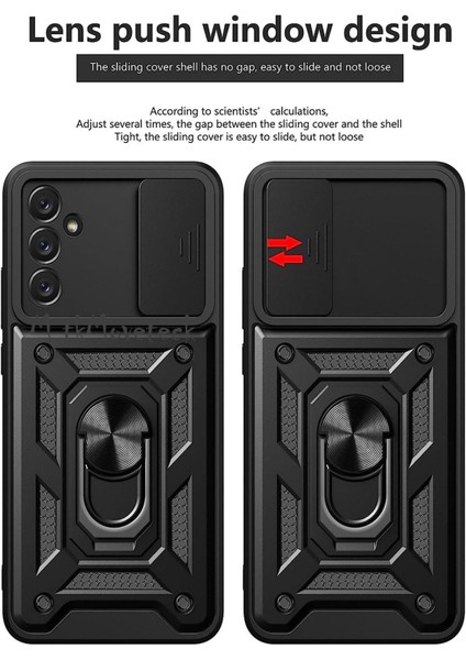 Samsung Galaxy A24 Kılıf Kamera Korumalı Sürgülü Yüzüklü Armor Military Zırh Tank Standlı Kızaklı Pars