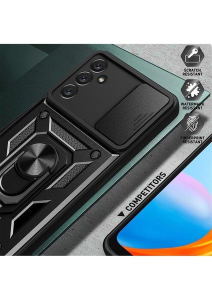 Samsung Galaxy A24 Kılıf Kamera Korumalı Sürgülü Yüzüklü Armor Military Zırh Tank Standlı Kızaklı Pars