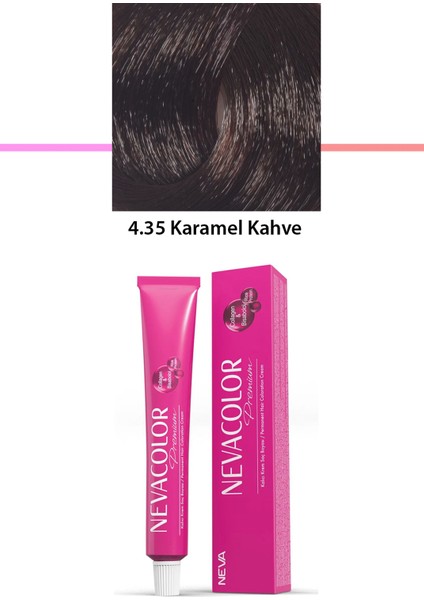 Premium 4.35 Karamel Kahve - Kalıcı Krem Saç Boyası 50 G Tüp