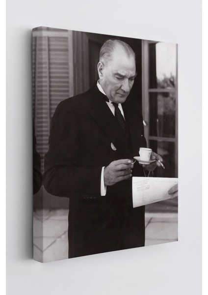 Atatürk Portre Tablosu Mustafa Kemal Atatürk Dikdörtgen Dekoratif Kanvas Tablo