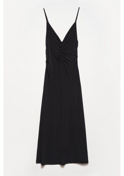 Kadın Büzgülü Midi Boy Elbise 90467