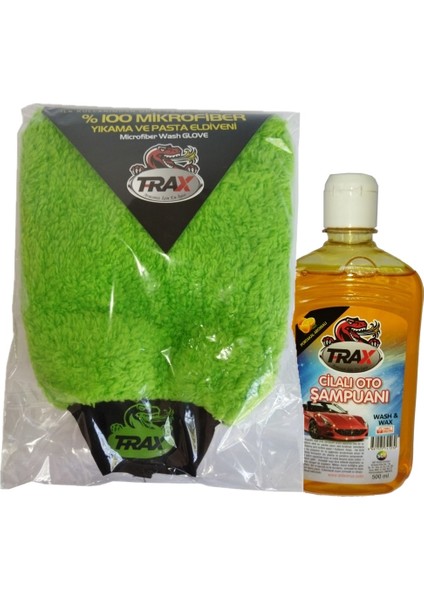 Araba 100%MIKROFIBER Havlu Yıkama Eldiveni + Oto Cilalı Araç Şampuanı 500 ml