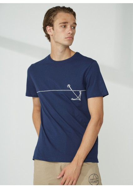 Bisiklet Yaka Lacivert Erkek T-Shirt 232 Lcm 242030 Earl Lacivert