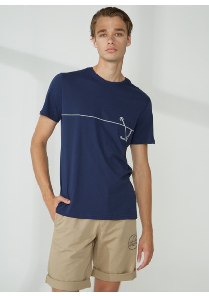 Bisiklet Yaka Lacivert Erkek T-Shirt 232 Lcm 242030 Earl Lacivert modelleri