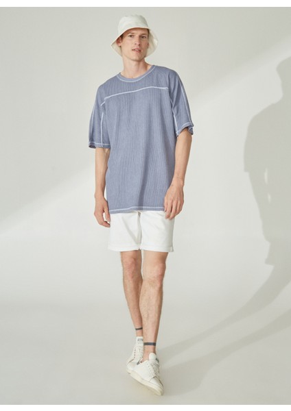 O Yaka Düz Açık İndigo Erkek T-Shirt ARTHUR fiyatları