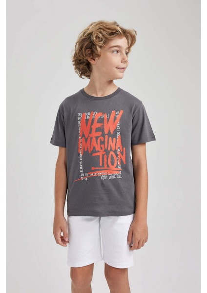 Erkek Çocuk Bisiklet Yaka Baskılı Kısa Kollu Tişört A9310A823HS modelleri