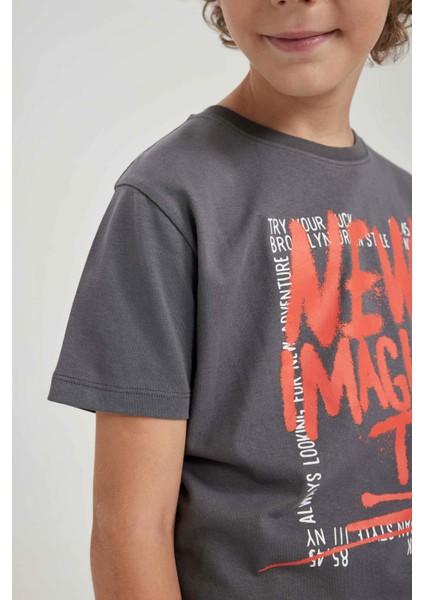 Erkek Çocuk Bisiklet Yaka Baskılı Kısa Kollu Tişört A9310A823HS fırsatları