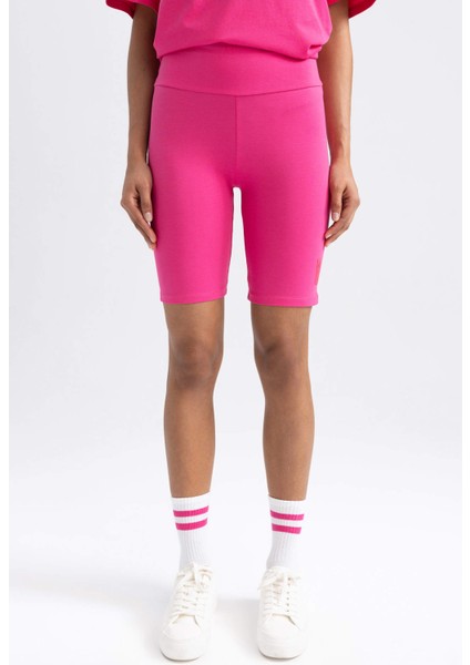 Fit Biker Spor Baskılı Yüksek Bel Penye Sporcu Tayt A7110AX23HS