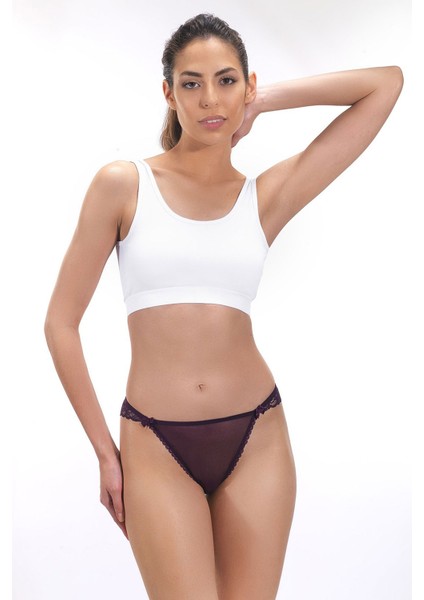Kadın Transparan Brazilian Külot Dantel Detaylı Fantazi Bikini