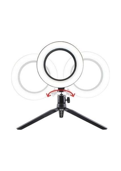 BUFFER® 8inç 20cm Youtube Instagram Tiktok Selfie Stüdyo Video Fotoğraf Ring Light Tripod Led Halk