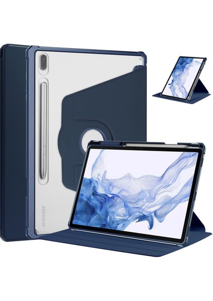 Samsung Galaxy Tab S7 Fe Lte T737 T736 T733 T730 Kılıf Termik Kalem Bölmeli Dönebilen Standlı Kılıf