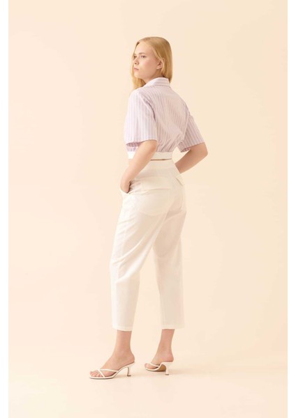 Çizgili Kısa Kollu Gömlek Lila Y2313515_017 fiyatları