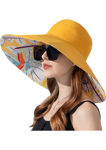 Avrupa ve Amerikan Çift Taraflı Balıkçı Şapkası Kadın Yaz Genişlemiş Kenarlı Güneş Şapkası Moda Güneş Kremi Güneş Şapkası (Yurt Dışından)