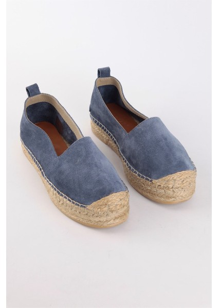 Best Kot Mavi Süet Kadın Espadril Ayakkabı