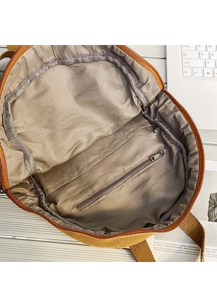 Düz Renk Vintage Kanvas Kadın Sırt Çantası (Yurt Dışından) modelleri